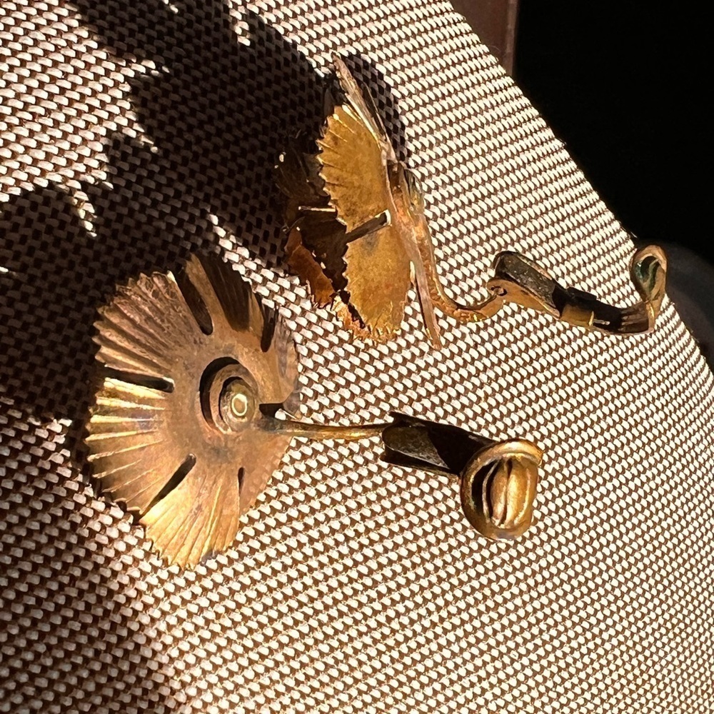 Antique enamel floral screwback earrings - Picture 5 of 12